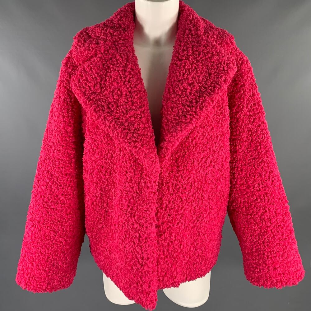ALICE + OLIVIA Size M Pink Polyester Textured Faux Fur Jacket